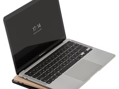 Modern Silver Laptop With Black Keyboard Touchpad And Digital Time 3d model