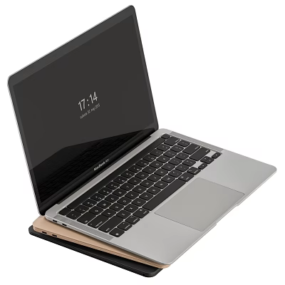 Modern Silver Laptop With Black Keyboard Touchpad And Digital Time 3d model