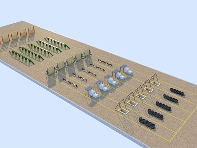 Road Facilities Design With Parking Spaces Lane Markings And Safety Barriers 3d model