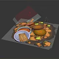 Earthy Yellow Setting With Bowls Liquid Circular Items Bio Label Plants And Crumbs