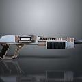 Futuristic Sci-Fi Gun Weapon Featuring White Brown Body Black Grip and Heat Sink Grille