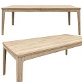 Light Wood Modern Dining Table With Rectangular Top And Slim Legs 3d model
