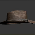Brown Woven Straw Hat with Black Leather Band for Casual Summer Outdoor Wear
