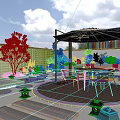 Serene Rooftop Garden Design With Outdoor Dining Set Patio Umbrella Stone Pathways And Greenery