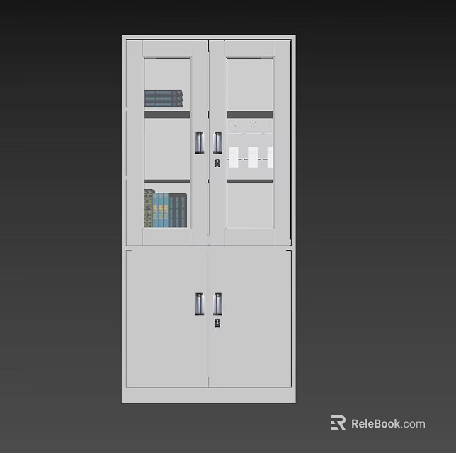 Modern White Storage Cabinet With Multiple Doors And Shelves For Home Organization 3d model 
