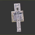 Architectural Building Layout Model With Cross Shaped Structure And Floor Plans