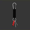 Black Coiled Lanyard Keychain With Metal Carabiner Red Pendant And Silver Tools