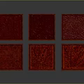 Six Red Square Furniture Cushions With Different Patterns On Dark Background