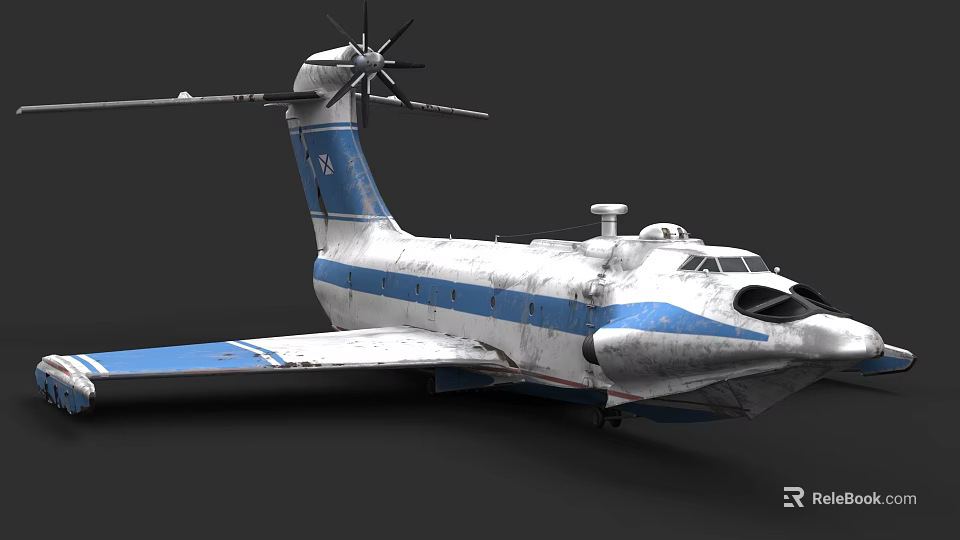Warship Equipped With Carrier Based Propeller Aircraft In Blue White Livery Number 17 3d model 
