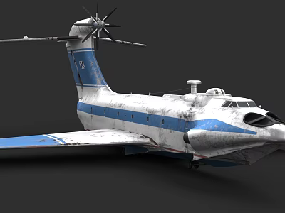 Warship Equipped With Carrier Based Propeller Aircraft In Blue White Livery Number 17 3d model