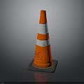 Orange And White Striped Traffic Cone With Rubber Base For Road Safety
