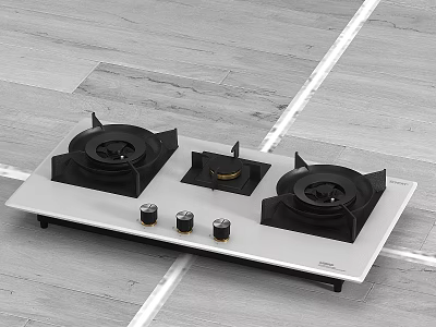 Sleek Gas Hob With Control Knobs And Burners For Modern Kitchen Cooking Appliance 3d model