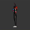 Vibrant Character With Rabbit Ears And Red Green Pink Costume Standing In Pose