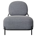 Gray Fabric Upholstered Single Sofa With Black Metal Frame Modern Design 3d model