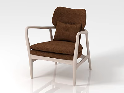 Modern Brown Upholstered Accent Chair With Light Frame Armrests And Cushion 3d model
