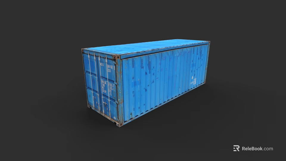 Single Blue Shipping Container Building Structure With Basic Exterior Design 3d model 