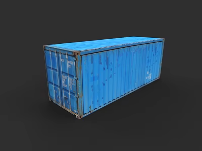 Single Blue Shipping Container Building Structure With Basic Exterior Design 3d model