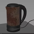 Brown Electric Kettle With Rustic Texture Black Lid Handle And Power Cord
