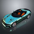 Turquoise Sports Car With Orange Interior Modern Sleek Design Reflective Exterior Finish