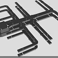 Industrial Pipe System Layout With Complex Connections And Structural Components 3d model