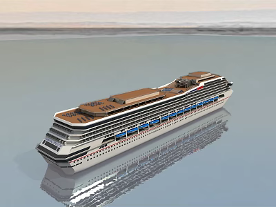 Modern Cruise Ship Floating On Calm Water 3d model