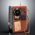 Vintage Radio With Brown Casing Knob Buttons Antenna And Small Note