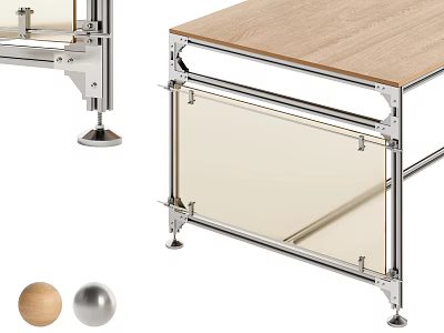 Modern Office Desk With Wooden Tabletop And Sturdy Metal Frame Design 3d model