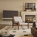 Elegant Living Room Interior Design With Fireplace Chandelier Built In Bookshelves And Green Plant