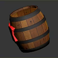 Wooden Barrel Design With Red DK Letters On Dark Background Surface