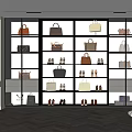 Elegant Walk-in Closet Interior Design With Glass Shelves And Organized Bags Shoes Storage
