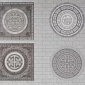 Traditional Floor Tiles With Square And Round Pattern Designs For Interior 3d model