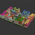 Colorful Traditional Building Complex With Red Roofs And Stone Bridge Design