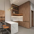 Modern Public Office Space Interior With Marble Table Wooden Floors And Floor-to-Ceiling Windows