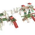 Outdoor Wooden Playground Equipment With Slides Climbing Frames And Swings For Kids