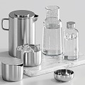 Modern Kitchen Supplies Tableware Restaurant Ornaments Dining Table Decoration Ornaments Kettle Glass Cup 3d model