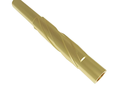 Golden Cylindrical Metal Object With Twisted Spiral Design And Hollow End 3d model