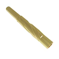Golden Cylindrical Metal Object With Twisted Spiral Design And Hollow End