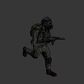 A Man Wearing Camouflage Uniform Gas Mask And Helmet Holding Rifle In Night Setting