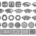 Traditional Chinese Lattice Windows with Various Geometric Shapes and Intricate Carved Patterns