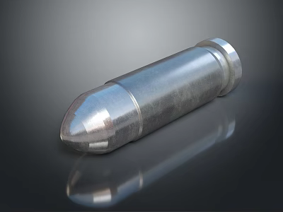Shiny Metal Bullet With Pointed Tip And Cylindrical Shape On Reflective Surface 3d model