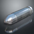 Shiny Metal Bullet With Pointed Tip And Cylindrical Shape On Reflective Surface 3d model