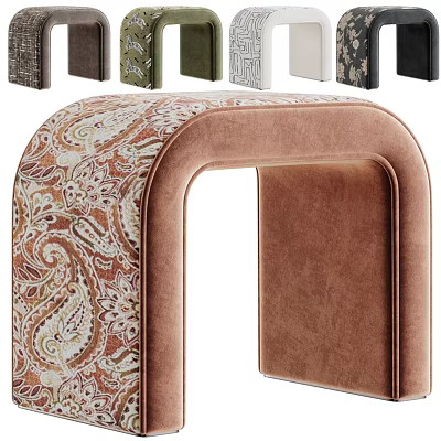 Elegant Copper Sofa Bench with Paisley Pattern and Velvet Upholstery in Multiple Colors 3d model