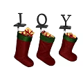 Red and Green Christmas Shoes Hanging with Joy Decorations and Gifts