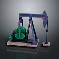 Industrial Oil Pump Jack Equipment With Steel Frame Green Motor And Concrete Base