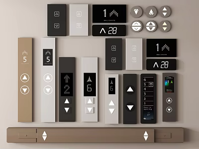 Modern Home Switch Panels With Various Colors Digital Displays And Control Buttons 3d model