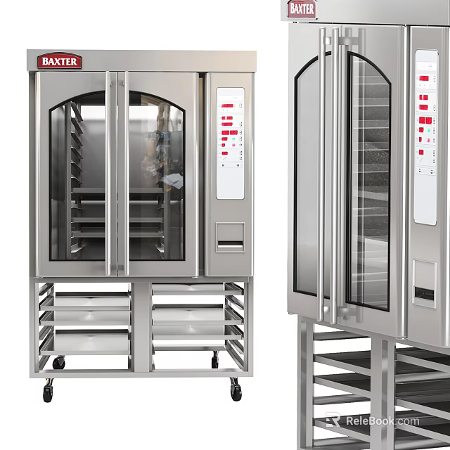 Commercial Stainless Steel Bakery Kitchen Appliance With Glass Door And Control Panel 3d model 