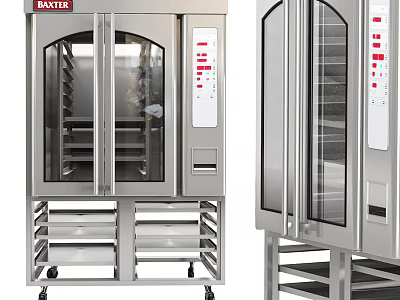 Commercial Stainless Steel Bakery Kitchen Appliance With Glass Door And Control Panel 3d model