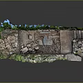Rustic Stone Wall Structure With Green Foliage Stone Steps And Natural Ground Texture 3d model