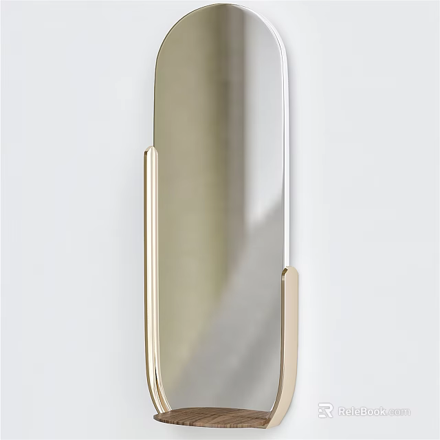 Modern Gold Framed Wall Mirror With Sleek Minimalist Design and Clean Lines 3d model 