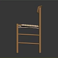 Light Wood Leisure Chair With Woven Seat Curved Backrest And Simple Design